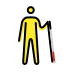 man with white cane facing right on OpenMoji