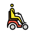 man in motorized wheelchair facing right on OpenMoji