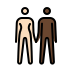 woman and man holding hands: light skin tone, dark skin tone on OpenMoji