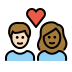 couple with heart: woman, man, light skin tone, medium-dark skin tone on OpenMoji
