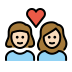 couple with heart: woman, woman, light skin tone on OpenMoji