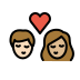 kiss: woman, man, light skin tone, medium-light skin tone on OpenMoji