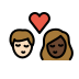 kiss: woman, man, light skin tone, dark skin tone on OpenMoji
