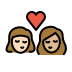 kiss: woman, woman, light skin tone, medium-light skin tone on OpenMoji