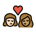 kiss: woman, woman, light skin tone, medium skin tone on OpenMoji