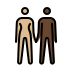 woman and man holding hands: medium-light skin tone, dark skin tone on OpenMoji