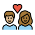 couple with heart: woman, man, medium-light skin tone, medium-dark skin tone on OpenMoji