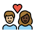 couple with heart: woman, man, medium-light skin tone, dark skin tone on OpenMoji