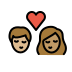 kiss: woman, man, medium-light skin tone, medium skin tone on OpenMoji
