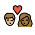 kiss: woman, man, medium-light skin tone, medium-dark skin tone on OpenMoji