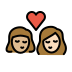 kiss: woman, woman, medium-light skin tone, light skin tone on OpenMoji