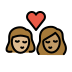 kiss: woman, woman, medium-light skin tone, medium skin tone on OpenMoji