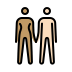 woman and man holding hands: medium skin tone, light skin tone on OpenMoji