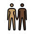 woman and man holding hands: medium skin tone, dark skin tone on OpenMoji