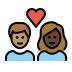 couple with heart: woman, man, medium skin tone, dark skin tone on OpenMoji