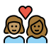 couple with heart: woman, woman, medium skin tone, medium-dark skin tone on OpenMoji