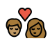 kiss: woman, man, medium skin tone, medium-dark skin tone on OpenMoji