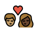 kiss: woman, man, medium skin tone, dark skin tone on OpenMoji
