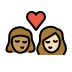 kiss: woman, woman, medium skin tone, light skin tone on OpenMoji