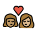 kiss: woman, woman, medium skin tone, medium-light skin tone on OpenMoji