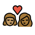 kiss: woman, woman, medium skin tone, medium-dark skin tone on OpenMoji