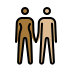 woman and man holding hands: medium-dark skin tone, medium-light skin tone on OpenMoji