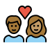 couple with heart: woman, man, medium-dark skin tone, medium skin tone on OpenMoji