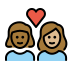 couple with heart: woman, woman, medium-dark skin tone, medium-light skin tone on OpenMoji
