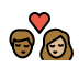 kiss: woman, man, medium-dark skin tone, medium-light skin tone on OpenMoji