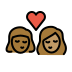 kiss: woman, woman, medium-dark skin tone, medium skin tone on OpenMoji