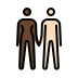 woman and man holding hands: dark skin tone, light skin tone on OpenMoji