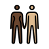 woman and man holding hands: dark skin tone, medium-light skin tone on OpenMoji