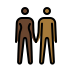 woman and man holding hands: dark skin tone, medium-dark skin tone on OpenMoji