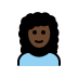 woman: dark skin tone, curly hair on OpenMoji