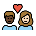 couple with heart: woman, man, dark skin tone, light skin tone on OpenMoji