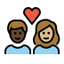 couple with heart: woman, man, dark skin tone, medium-light skin tone on OpenMoji
