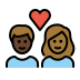 couple with heart: woman, man, dark skin tone, medium-dark skin tone on OpenMoji