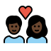 couple with heart: woman, man, dark skin tone on OpenMoji