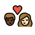 kiss: woman, man, dark skin tone, light skin tone on OpenMoji