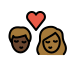 kiss: woman, man, dark skin tone, medium-dark skin tone on OpenMoji