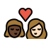 kiss: woman, woman, dark skin tone, light skin tone on OpenMoji