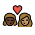 kiss: woman, woman, dark skin tone, medium skin tone on OpenMoji