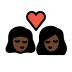 kiss: woman, woman, dark skin tone on OpenMoji