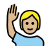 person raising hand: medium-light skin tone on OpenMoji