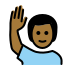 man raising hand: medium-dark skin tone on OpenMoji