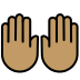 ชู 2 มือ: โทนผิวสีเหลือง on OpenMoji