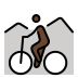 person mountain biking: dark skin tone on OpenMoji