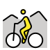 person mountain biking on OpenMoji