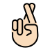 crossed fingers: light skin tone on OpenMoji