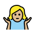 woman shrugging: medium-light skin tone on OpenMoji